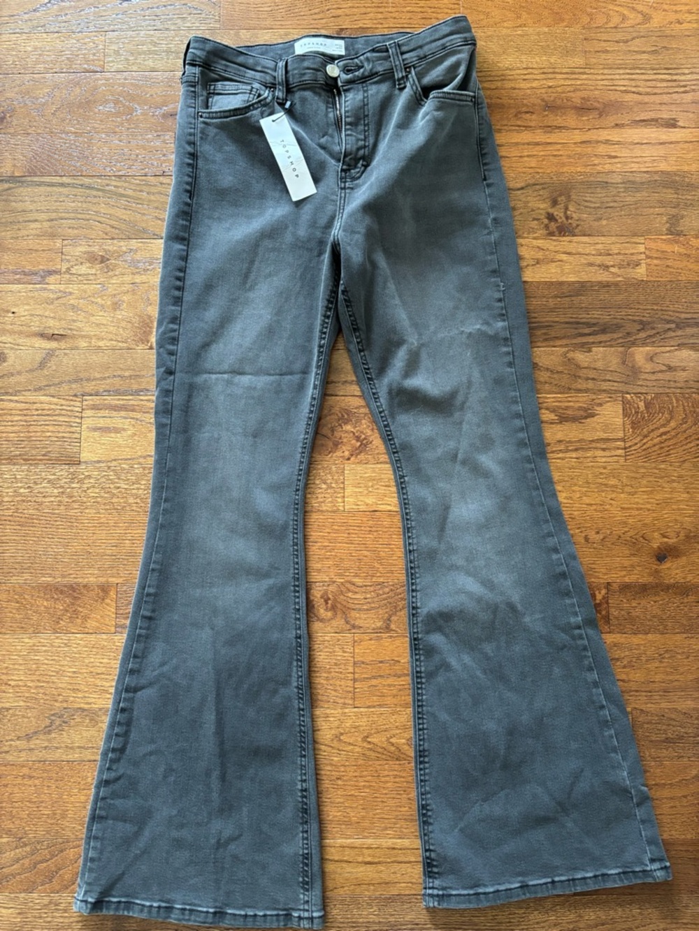 Topshop Charcoal Gray Flared Jeans size 8